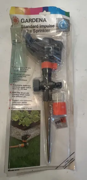 6751 Gardena Vintage Sealed Standard Impulse Spike Sprinkler Germany With Water Fix 6751 Gardena Vintage Sealed Standard Impulse Spike Sprinkler Germany With Water Fix