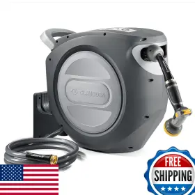 B0f2m5h8k6 Glahoden Retractable Garden Hose Reel 1/2 Inch X 155ft Uv Resistant Wall Mount