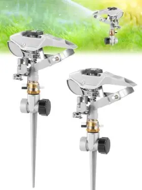 Jei-glooglitter-613 Glooglitter 2 Pcs Metal Impact Sprinklers For Yard 360 Degree Automatic Rotating Lawn