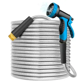 10-function Guhus B0d8yd9z7x Stainless Steel 25ft Garden Hose Nozzle Leak-proof Kink-resistant