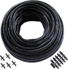 Habitech 600151081929 1/4 Inch Irrigation Dripline Tubing 100 Ft Roll - 6 Emitter Spacing Black