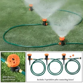 28856 Hdfl 3 In 1 Portable Garden Lawn Sprinkler System 5 Spray Settings Water Hose