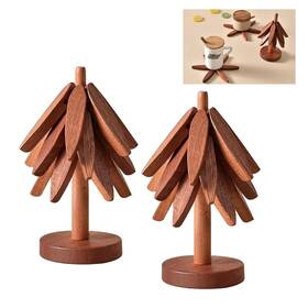 Heaocv 762074712646 Walnut Tree Table Mat Wooden Foldable Trivets For Hot Dishes N