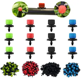 79412 Hoinco 200pcs Adjustable Irrigation Drippers Black Blue Green Red