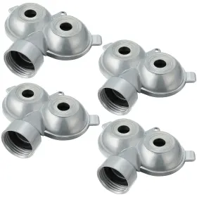 Honoson-sprinklers-h72267 Honoson 4 Pieces Circle Pattern Twin Spot Sprinkler Metal Lawn Garden Rotating Silver