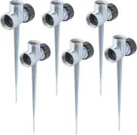 Hourleey 313034321387 6 Pack 1/2 Inch Zinc Alloy Lawn Sprinkler Spike Base Water Flow Thru S