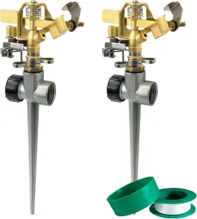 Hourleey 744110869637 2 Pack Impact Lawn Sprinklers For Yard Heavy Duty Water Sprinkler Head