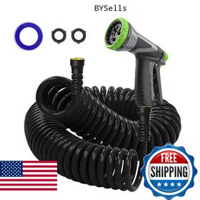 Hozcart B0fxltggxs Eva Coil Garden Hose 3/8 Inch 25ft Lightweigt Curly Water With Metal Connectors