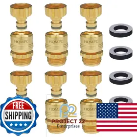 B09kgskwms Hqmpc Lead-free Solid Brass Garden Hose Quick Connect Water Fittings 3/4 Inch G