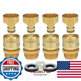 B09kgvqcl9 Hqmpc Lead-free Solid Brass 3/4 Inch Ght Garden Hose Quick Connect Fittings 4 Pairs