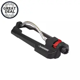 Husky 445010352368 Poly Base Oscillating Sprinkler Heavy-duty Lightweight 4-way Spray Range Control