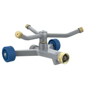 Hw-sk2025 Hydrowe Sprinklers For Yard 3-arm Metal Sprinkler With Wheel Grey&light Blue
