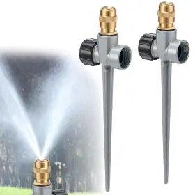 Iiuikoo-lawn.sprinkler-2pcs Iiuikoo 2 Pack 1/2 Inch Metal Flow-thru Spike Base For Yard - 360 Coverage Water Sprinkl