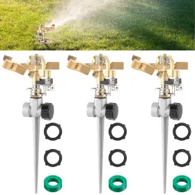 Ea-jagely-1944 Jagely 3 Pcs Lawn Sprinklers For Yard Adjustable Sprinkler Heavy Duty Brass Imp