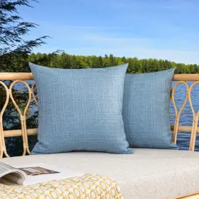 Ktlc26-c02 K Kevin Textile Pack Of 2 Decorative Outdoor Waterproof Checkered Pillow Covers