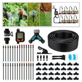 Kekangerly 445046770730 Drip Irrigation Kit - 100 Ft. Hose Sprinkler System With 360 Nozzles Kekangerly 445046770730 Drip Irrigation Kit - 100 Ft. Hose Sprinkler System With 360 Nozzles