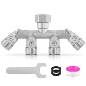 Hss-4w-304  Kruuvax 4 Way Garden Hose Splitter 304 Stainless Steel Outdoor Faucet With