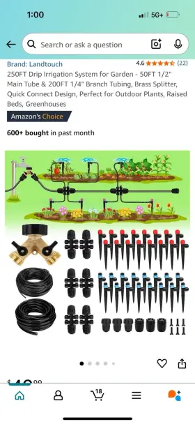 Dik75 Land Touch 250ft Drip Irrigation System For Garden Dik75 Land Touch 250ft Drip Irrigation System For Garden