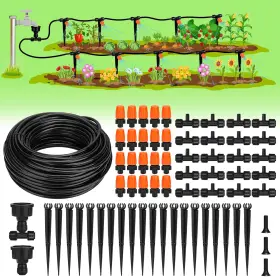 Landtouch 313093715776 50ft Micro Drip Irrigation Kit System With Adjustable