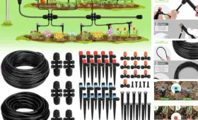 Dik42 Landtouch Drip Irrigation System 40ft 1/2 Inch Mainline And 100ft 1/4 Tubing With