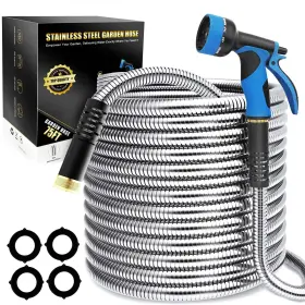 10-function Lefree B0fh5d2h3d 75ft Metal Garden Hose Stainless Steel With Nozzle No Kink