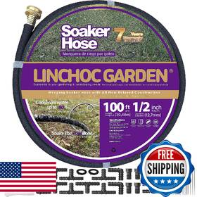 Linchoc Garden B0ds1sl2rs Licnchoc Soaker Hose 100ft 1/2 Inch Flexible Durable For Effi
