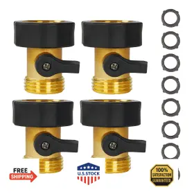 B0dshw87vm Liulo Tool 4 Pk Brass Garden Hose Shut-off Valve 3/4 Inch Heavy Duty Solid