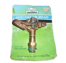Yu1066 Malmo Vintage 1/2 Inch Brass Pulsating Sprinkler Head Full /part Circle Adjustable