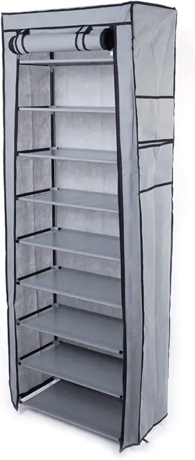 65074-amz Melnor Ochine 10 Tier Shoe Rack Storage Organizer Non-woven Fabric Cover Cab