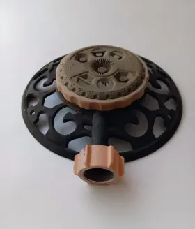 995206 Melnor Vintage Lawn Sprinkler Metal 8 Pattern Turret Plastic Top