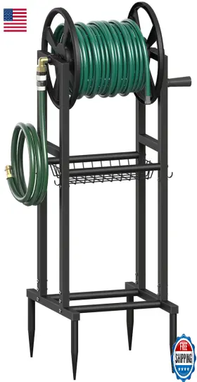 B0f8hvztcm Mokeyder Freestanding Garden Hose Reel 125ft 5/8 Inch Brass Fitting Outdoor Holder