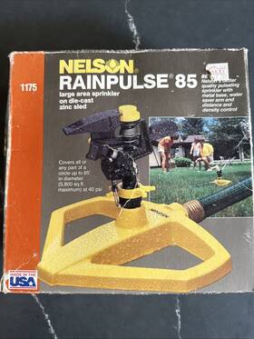 Nelson 077855811754 Vtg Rainpulse 85 Garden Yard Lawn Sprinkler Metal Usa Nos Radius