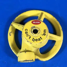 49320 Nelson Vtg Cast Iron Canftt Beat Ftem Sprinkler By Lr Original Yellow Works #49320
