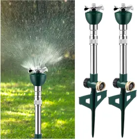 Ninehaoou-sprinklers-sii0082 Ninehaoou 2 Pcs Garden Lawn Sprinkler For Yard Above Ground Tall Metal Water Green