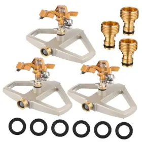 Sii-ninehaoou-0889 Ninehaoou 3 Sets Sprinklers For Yard Pulsating Impact Sprinkler With Metal Base Water