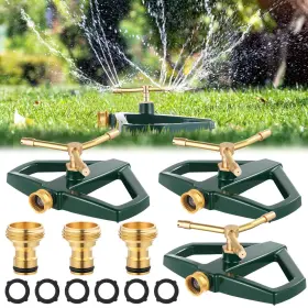 Sii-ninehaoou-0907 Ninehaoou 3 Sets Rotating 360 Degree Swivel Garden Sprinkler Pulsating Impact