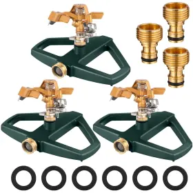 Sii-ninehaoou-1047 Ninehaoou 3 Sets Sprinklers For Yard Pulsating Impact Sprinkler With Metal Base Heavy D