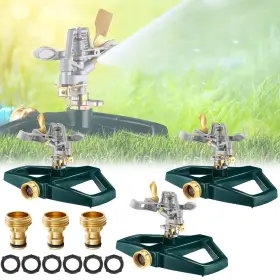Sii-ninehaoou-26 Ninehaoou 3 Sets Rotating 360 Degree Swivel Garden Sprinkler Pulsating Impact