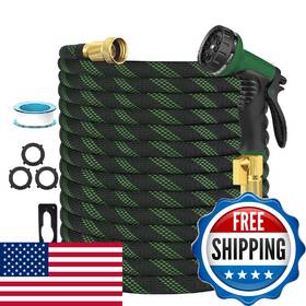Nurtsoli B0f742skhh Garden Hose Non-expandable 50 Ft Lightweight Flexible Water With 10-patter