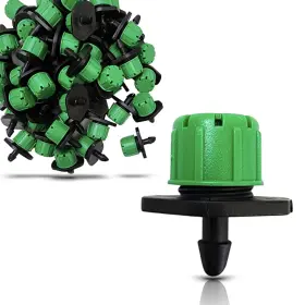 One Stop Outdoor 850056203258 50-pack - 1/4 Inch Universal Barbed Drip Emitter Adjustable Flow 0-18.5 Gp