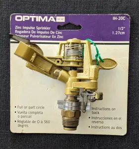 Ih-20c Optima Zinc Impulse Sprinkler Adjustable Full Or Part Circle Water Radius 30ft To 45ft