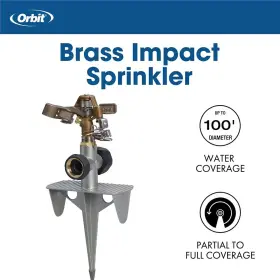 Orbit 445004076027 Heavy-duty Adjustable Brass Impact Sprinkler On Zinc Spike