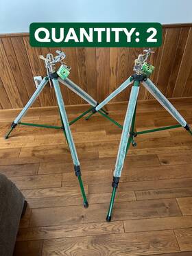 Orbit 56706 2-pack Lot Impact Sprinkler Adjustable Tripod 90 Ft 3/4 Inch In Brass