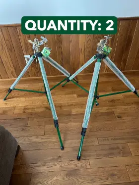 56706 Orbit 2-pack Lot Impact Sprinkler Adjustable Tripod 90 Ft 3/4 Inch In Brass