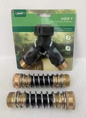 58934-03 Orbit 58934d Pro Flo Metal Y-hose Connector 2 Outlets With Coil Hose Protector
