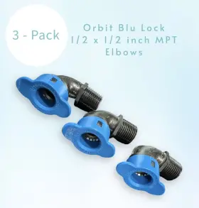 31970 Orbit Irrigation Products Inc 3 - Pack Blu Lock Heavy-duty Plastic Elbow 1/2 Inch X Mpt Swing