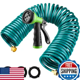 B0ccn8wxr8 Pangda 50ft 3/8 Inch Eva Coil Garden Hose Self-coiling Expanding With Nozzle