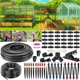 Petuol Dik-65m Drip Irrigation System Kit For Garden - 50ft Main And 163ft 213ft