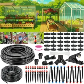 Dik-65m Petuol Drip Irrigation System Kit For Garden - 50ft Main And 163ft 213ft