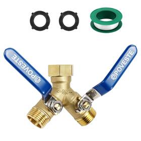 Poveste B0f2hswp8w Heavy Duty Brass Garden Hose Splitter 2-way Full Flow Y Valve 3/4 Inch Ght Thread Wa